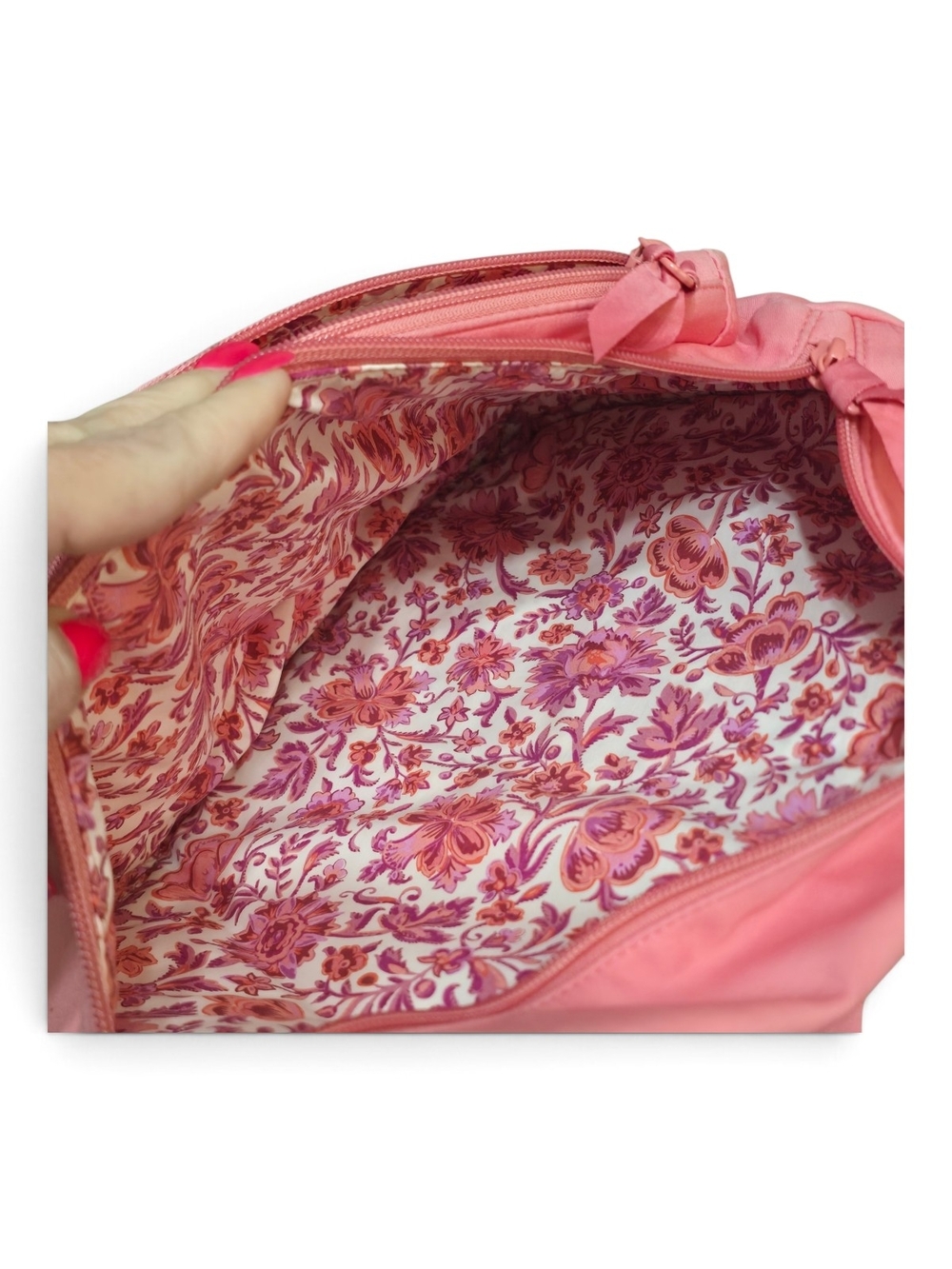 Vera Bradley Rouge Rose Pink Sling Backpack Cotton 9×19 In - Picture 11 of 16